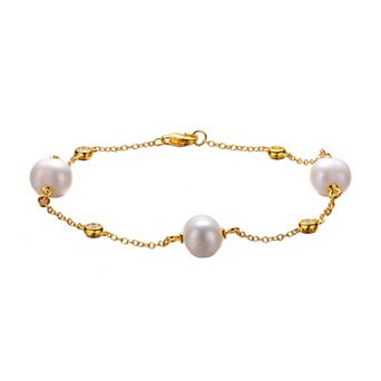 14k Gold Over Sterling Silver Freshwater Cultured Pearl Bracelet