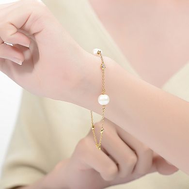 14k Gold Over Sterling Silver Freshwater Cultured Pearl Bracelet