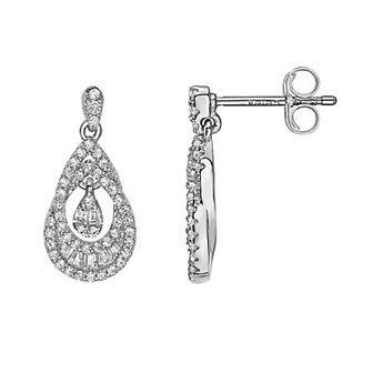 Sterling Silver Cubic Zirconia Pear Drop Earrings