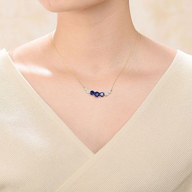 14k Gold Over Sterling Silver Round Cubic Zirconia Curved Necklace