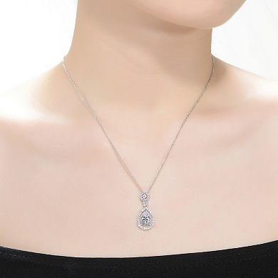 Sterling Silver Cubic Zirconia Pear Drop Necklace