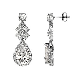 Sterling Silver Cubic Zirconia Drop Earrings