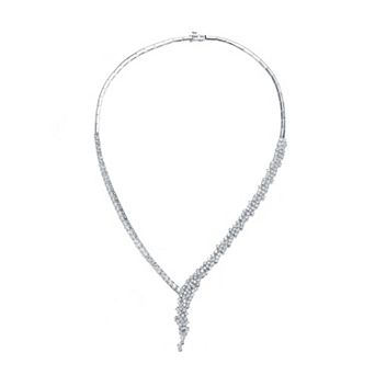 Sterling Silver Round Cubic Zirconia Cluster Necklace