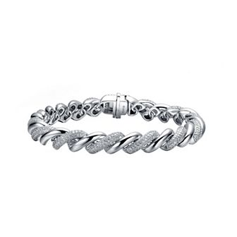 Sterling Silver Cubic Zirconia Twisted Bracelet