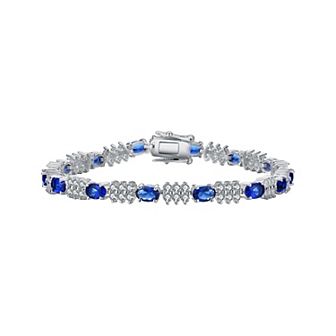Sterling Silver Blue Cubic Zirconia Bracelet