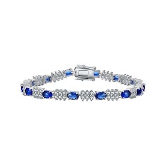 Sterling Silver Blue Cubic Zirconia Bracelet