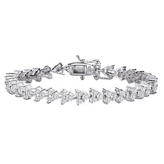 Sterling Silver Cubic Zirconia Triangular Link Bracelet