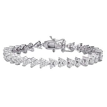Sterling Silver Cubic Zirconia Triangular Link Bracelet