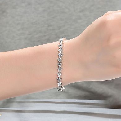 Sterling Silver Cubic Zirconia Triangular Link Bracelet