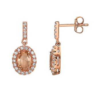 18k Rose Gold Over Sterling Silver Drop Earrings