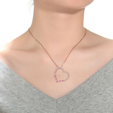 18k Rose Gold Over Sterling Silver Cubic Zirconia Heart Necklace