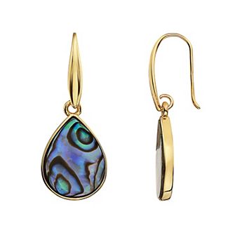 14k Gold Over Sterling Silver Abalone Drop Earrings