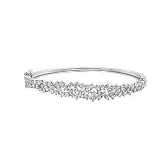 Sterling Silver Cubic Zirconia Cluster Bangle Bracelet