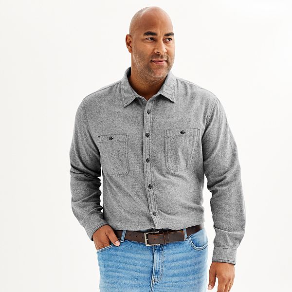 Big & Tall Sonoma Goods For Life® Regular-Fit Flannel Button-Down Shirt - Carbon Copy (3XL TALL)