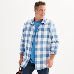 Nelson Flannel Shirt for Tall Men in Navy and Khaki Plaid L / Semi Tall / Navy and Khaki Plaid