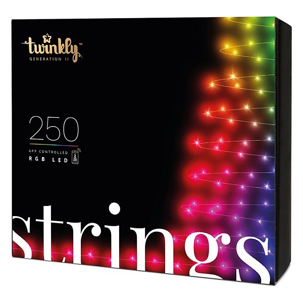 Twinkly Strings - App-Controlled LED Christmas Lights with 250 RGB (16 Million Colors) 65.6 feet. Green Wire. Indoor/Outdoor Smart Lighting Decoration