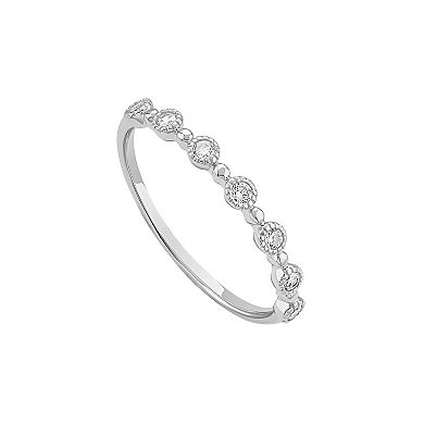 PRIMROSE Sterling Silver Cubic Zirconia Beaded Bezel Ring