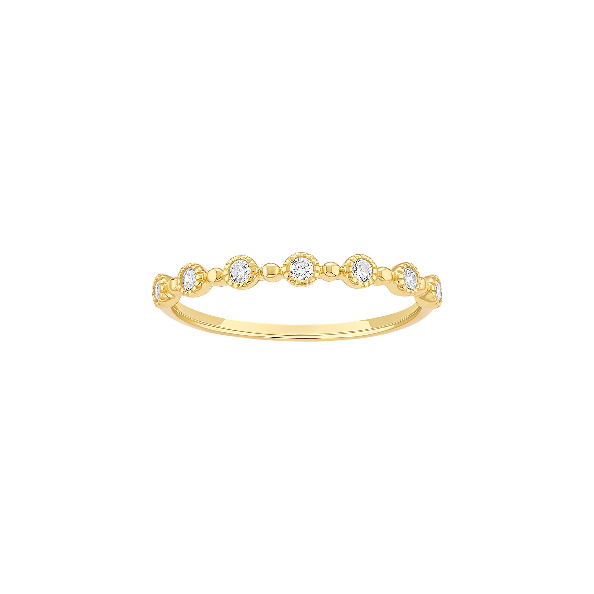 PRIMROSE Sterling Silver Cubic Zirconia Beaded Bezel Ring, Womens, Size: 9