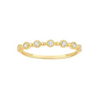 PRIMROSE Sterling Silver Cubic Zirconia Beaded Bezel Ring