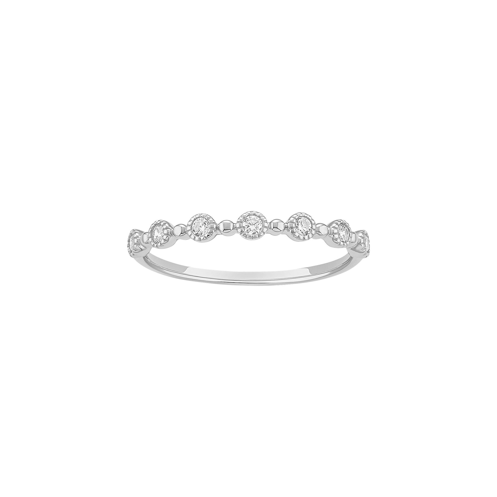 PRIMROSE Sterling Silver Cubic Zirconia Beaded Bezel Ring, Womens, Size: 7