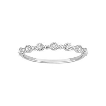 PRIMROSE Sterling Silver Cubic Zirconia Beaded Bezel Ring