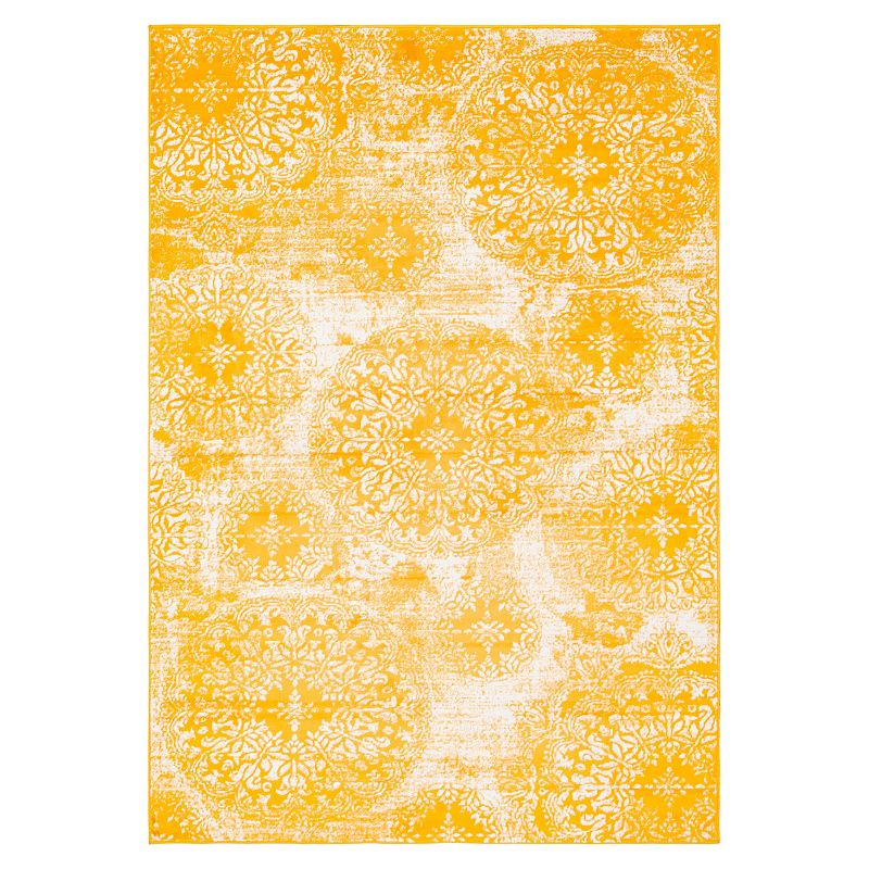 Unique Loom Sofia Collection Traditional Vintage Rug, Yellow, 8Ft Sq