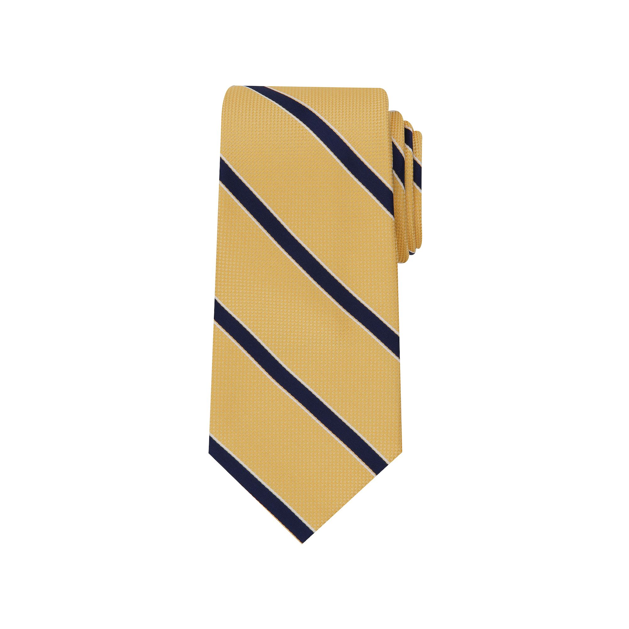 Big & Tall Bespoke Striped Extra-Long Tie, Size: X LONG, Yellow Trotter