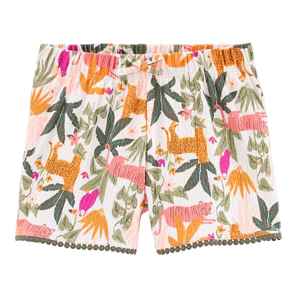Girls Carter's Tropical Crinkle Jersey Shorts