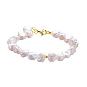 14k Gold Over Sterling Silver Freshwater Cultured Pearl Bracelet