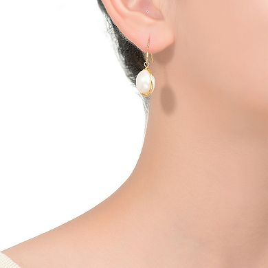 14k Gold Over Sterling Silver Freshwater Cultured Pearl Drop Earrings