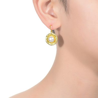 14k Gold Over Sterling Silver Freshwater Cultured Pearl Round Post Earrings