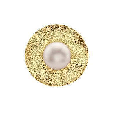 14k Gold Over Sterling Silver Freshwater Cultured Pearl Curvy Floral Ring