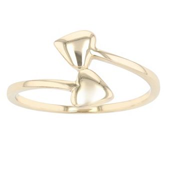 Au Naturale 14k Gold Double Heart Bypass Ring