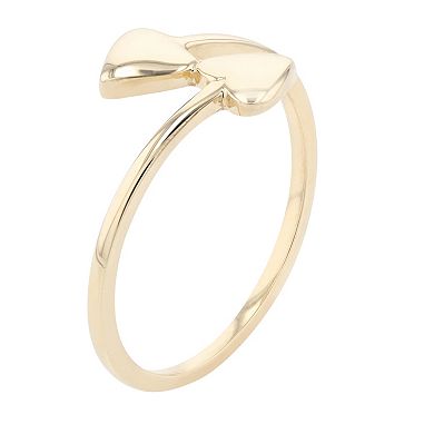 Au Naturale 14k Gold Double Heart Bypass Ring