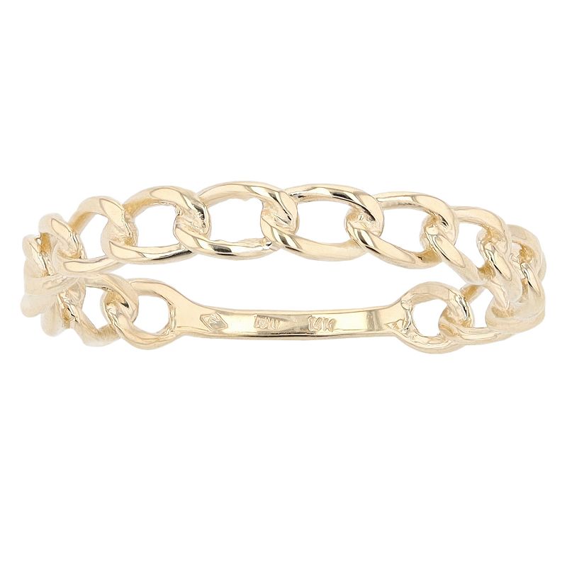 Au Naturale 14k Yellow Gold 3.2mm Curb Link Ring, Womens, Size: 5