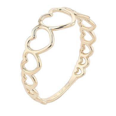 Au Naturale 14k Yellow Gold Graduated Hearts Ring