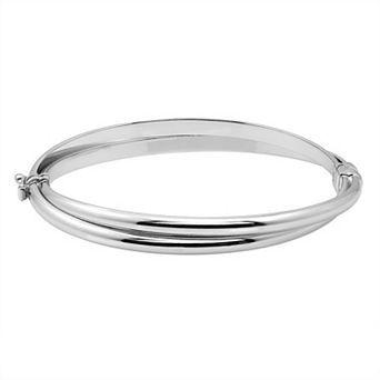 Sterling Silver Bypass Hinged Bangle Bracelet