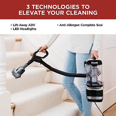 Shark® Navigator® Lift-Away® ADV Upright Corded Vacuum with Anti-Allergen Complete Seal Technology® and HEPA filter, LED Headlights, and Swivel Steering, LA322