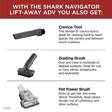 Shark® Navigator® Lift-Away® ADV Upright Corded Vacuum with Anti-Allergen Complete Seal Technology® and HEPA filter, LED Headlights, and Swivel Steering, LA322