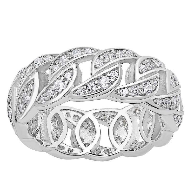 Sterling Silver Open Link Cubic Zirconia Ring