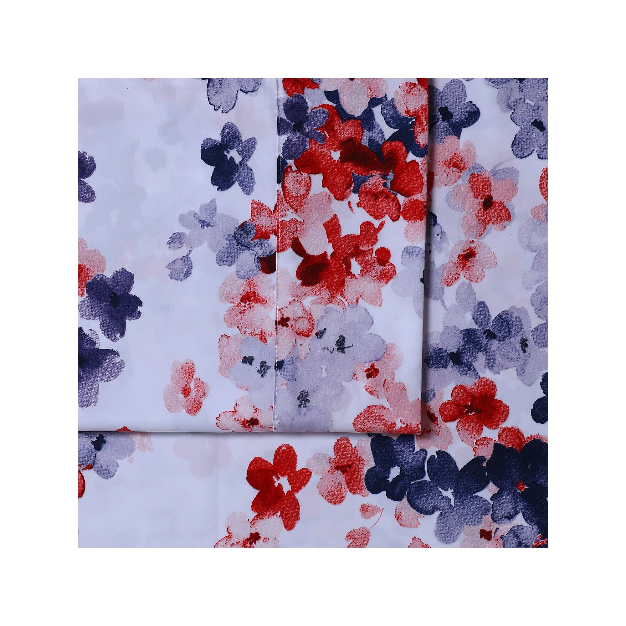 Azores Home Printed Microfiber Deep Pocket Sheet Set, Julie Watercolor Red