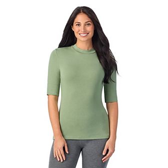 Women's Cuddl Duds® Softwear with Stretch Elbow Sleeve Mockneck Top