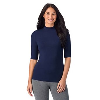 Women's Cuddl Duds® Softwear with Stretch Elbow Sleeve Mockneck Top