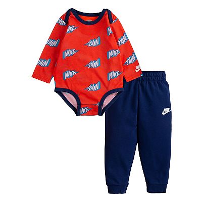 Baby Boy Nike Logo Lightning Bolt Bodysuit Pants Set