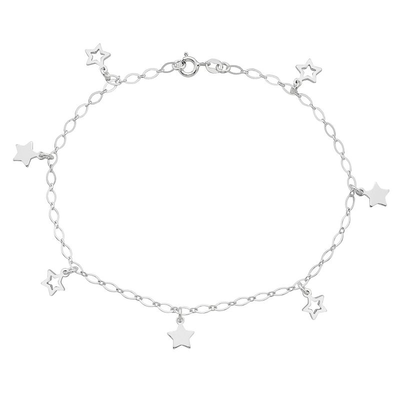 17970334 Sterling Silver Star Anklet, Womens, Size: 10, Whi sku 17970334
