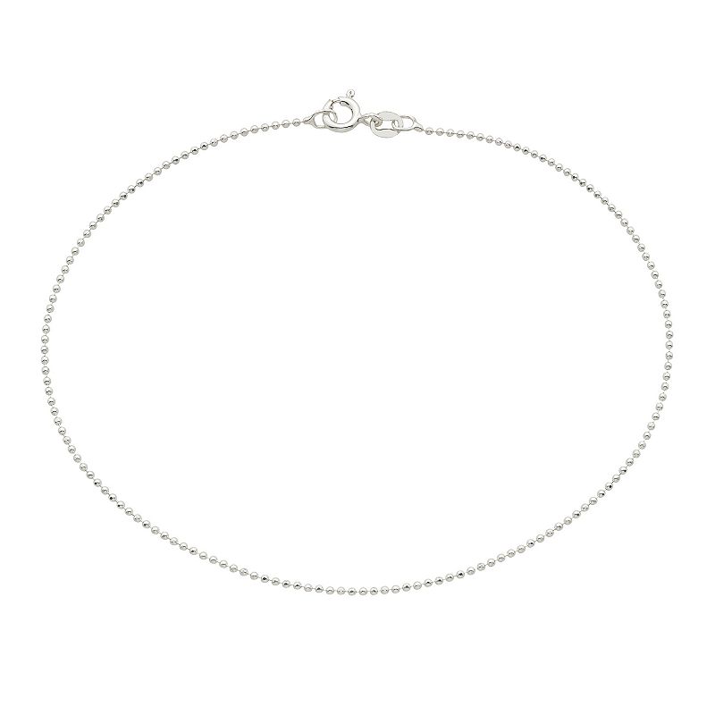 72531462 Sterling Silver Bead Anklet, Womens, Size: 10, Whi sku 72531462