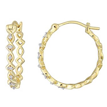 Stella Grace 10k Gold 1/10 Carat T.W. Diamond Hoop Earrings