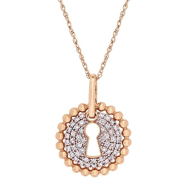 Stella Grace 10k Rose Gold 1 5 Carat T W Diamond Keyhole Pendant