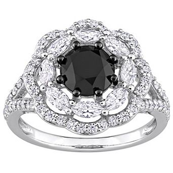Stella Grace 10k White Gold 1 1/2 Carat T.W. Black Diamond & Lab-Created Moissanite Engagement Ring