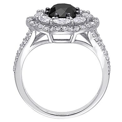 Stella Grace 10k White Gold 1 1/2 Carat T.W. Black Diamond & Lab-Created Moissanite Engagement Ring